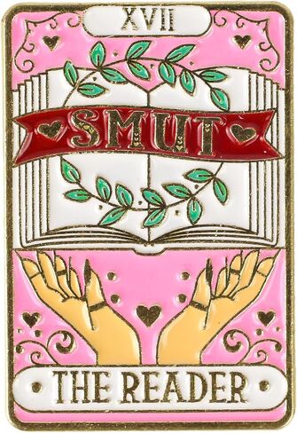 Smut Reader Tarot Card Pin, Smut Book Lover Enamel Pins, Gift For Dark Romance Lover Spicy Book Reader, Smutty Brooch Badge, Bookish Brooches, Bibliophile Decorative Jewelry For Backpack Jacket Hat in Saudi Arabia