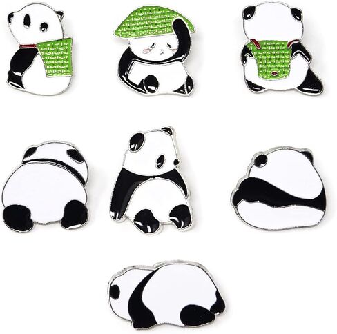 "7PCS Cute Panda Enamel Alloy Brooch Pins Adorable Cartoon Animal Brooch for Jacket Clothes Backpack Decoration, 7 Styles" in Saudi Arabia
