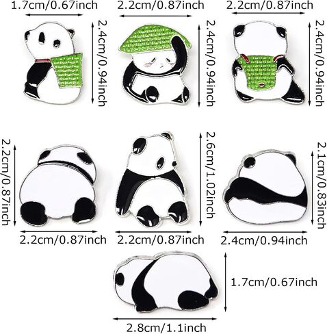 "7PCS Cute Panda Enamel Alloy Brooch Pins Adorable Cartoon Animal Brooch for Jacket Clothes Backpack Decoration, 7 Styles" in Saudi Arabia