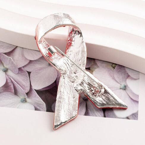 Red Ribbon Awareness Brooch Rhinestone Crystal Statement Brooch Pins for Women in Saudi Arabia