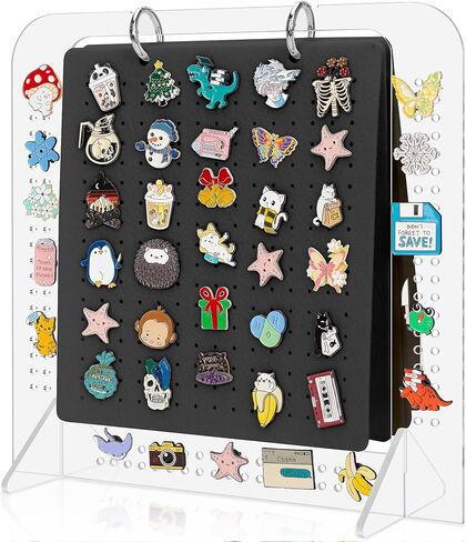 PACMAXI Pin Display Organizers, Acrylic Pin Display, Enamel Pin Display Pages for Store 180+ Pins, Pin Collection Storage Calendar Acrylic Stand with 6 Pages (Not Include Any Accessories) (white) in Saudi Arabia