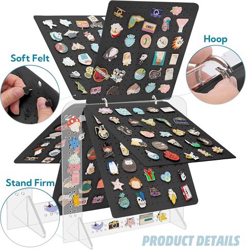 PACMAXI Pin Display Organizers, Acrylic Pin Display, Enamel Pin Display Pages for Store 180+ Pins, Pin Collection Storage Calendar Acrylic Stand with 6 Pages (Not Include Any Accessories) (white) in Saudi Arabia