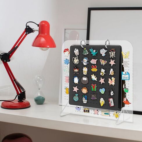 PACMAXI Pin Display Organizers, Acrylic Pin Display, Enamel Pin Display Pages for Store 180+ Pins, Pin Collection Storage Calendar Acrylic Stand with 6 Pages (Not Include Any Accessories) (white) in Saudi Arabia