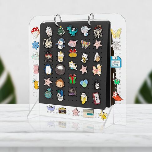 PACMAXI Pin Display Organizers, Acrylic Pin Display, Enamel Pin Display Pages for Store 180+ Pins, Pin Collection Storage Calendar Acrylic Stand with 6 Pages (Not Include Any Accessories) (white) in Saudi Arabia