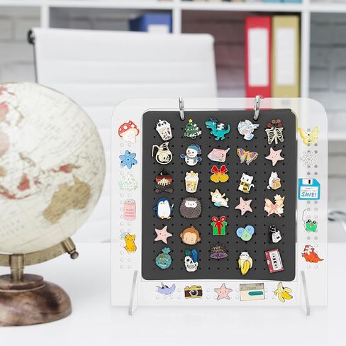 PACMAXI Pin Display Organizers, Acrylic Pin Display, Enamel Pin Display Pages for Store 180+ Pins, Pin Collection Storage Calendar Acrylic Stand with 6 Pages (Not Include Any Accessories) (white) in Saudi Arabia