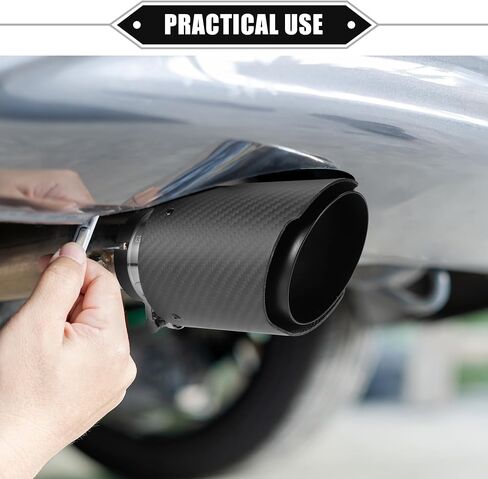 Car Exhaust Tip Tail Pipe, 2.4 Inch Inlet 3.7 Inch Outlet 6.3 Inch Length Universal for Exhaust Rear Muffler Tip Anti-Corrosion Stainless Steel Carbon Fiber Pattern Matte Black in Saudi Arabia