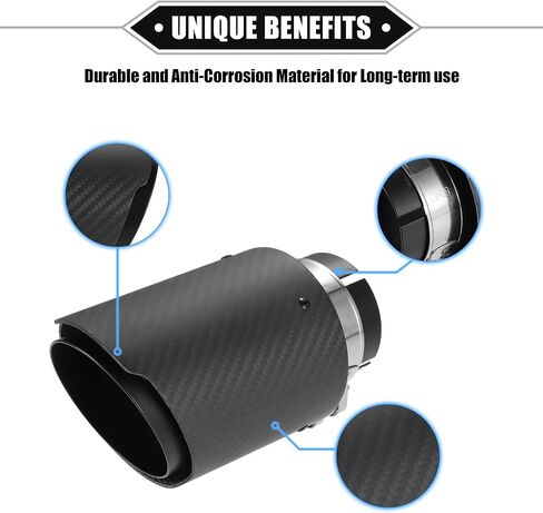 Car Exhaust Tip Tail Pipe, 2.4 Inch Inlet 3.7 Inch Outlet 6.3 Inch Length Universal for Exhaust Rear Muffler Tip Anti-Corrosion Stainless Steel Carbon Fiber Pattern Matte Black in Saudi Arabia