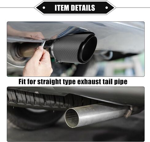 Car Exhaust Tip Tail Pipe, 2.4 Inch Inlet 3.7 Inch Outlet 6.3 Inch Length Universal for Exhaust Rear Muffler Tip Anti-Corrosion Stainless Steel Carbon Fiber Pattern Matte Black in Saudi Arabia