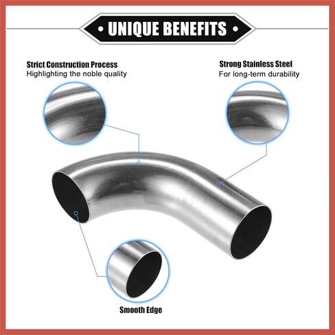 ACROPIX 2 Pcs Bend Elbow Pipe Tube, 1.5" OD 4.72" 2.95" Leg 90 Degree DIY Exhaust Pipe Intercooler Air Intake Tube Universal for Car Truck Durable 304 Stainless Steel Silver Tone Car Parts in Saudi Arabia