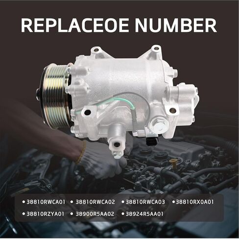 Air Conditioner AC Compressor Fits for Civic 2012 2013 2014 2015 & CR-V 2007-2014 & RDX 2007-2012 with A/C Clutch, CO4920AC AC Compressor, Replaces 38810RWCA01, 38810RZYA01, 38924R5AA01 in Kuwait