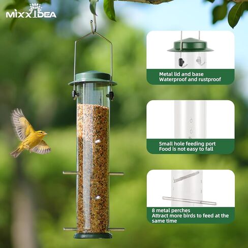 MIXXIDEA Finch Bird Feeder Hanging Metal Thistle Seed Feeder with 8 Feeding Ports Nyger Seed Feeder, Goldfinch Feeder for Outdoors Garden Copper in Kuwait