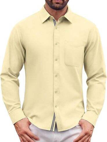 Lion Nardo Oxford Shirts for Mens Long Sleeve Dress Shirts Business Casual Button Down Shirts Untucked Shirts for Men in Saudi Arabia