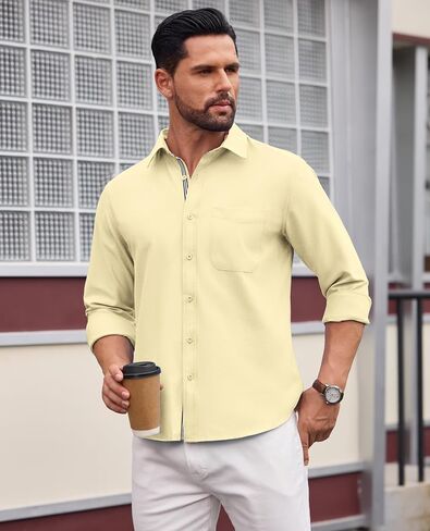 Lion Nardo Oxford Shirts for Mens Long Sleeve Dress Shirts Business Casual Button Down Shirts Untucked Shirts for Men in Saudi Arabia