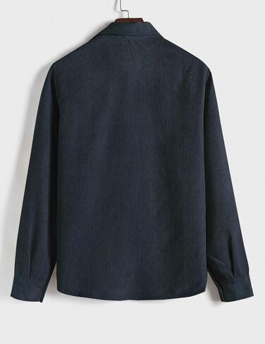 ZAFUL Corduroy Shirt for Men Pullover Long Sleeve Polo Shirt Casual Work Collared Shirt with Pocket Half Button Up Top in Saudi Arabia