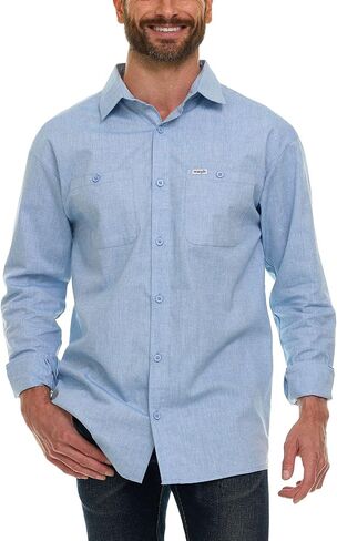 قمصان Wrangler بأكمام طويلة وأزرار للرجال كبيرة وطويلة، قمصان رجالي من قماش شامبراي خفيفة الوزن، قميص غربي in Kuwait