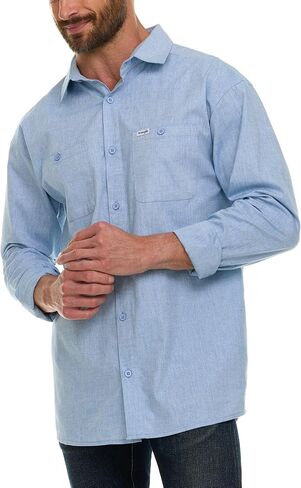 قمصان Wrangler بأكمام طويلة وأزرار للرجال كبيرة وطويلة، قمصان رجالي من قماش شامبراي خفيفة الوزن، قميص غربي in Kuwait