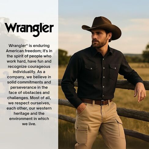 قمصان Wrangler بأكمام طويلة وأزرار للرجال كبيرة وطويلة، قمصان رجالي من قماش شامبراي خفيفة الوزن، قميص غربي in Kuwait