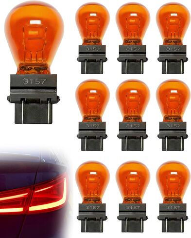 IWIWE 3157A (Amber) Auto Light Bulb 10 Pack – Compatible with 3047/3057/3157LL/3157K/3457/3757/4057/4157, for Cars/Trucks/SUVs (Brake/Tail/Side Marker/Turn Signal Lights) in Saudi Arabia