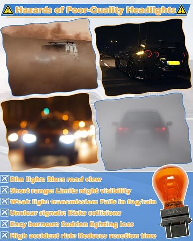 IWIWE 3157A (Amber) Auto Light Bulb 10 Pack – Compatible with 3047/3057/3157LL/3157K/3457/3757/4057/4157, for Cars/Trucks/SUVs (Brake/Tail/Side Marker/Turn Signal Lights) in Saudi Arabia