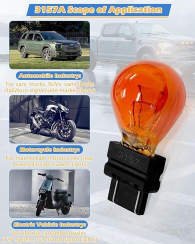 IWIWE 3157A (Amber) Auto Light Bulb 10 Pack – Compatible with 3047/3057/3157LL/3157K/3457/3757/4057/4157, for Cars/Trucks/SUVs (Brake/Tail/Side Marker/Turn Signal Lights) in Saudi Arabia