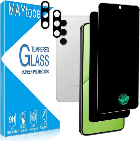 MAYtobe [عبوتان مصممتان لهاتف Samsung Galaxy S24 FE 5G واقي شاشة من الزجاج المقسى، صلابة 9H، مضاد للخدش، سهل التركيب in Kuwait