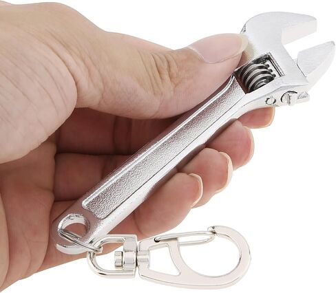 Mini Wrench Tool Keychain, Spanner Keyring Pendant, Small Keychain Adjustable Wrench, Creative Key Chain Spanner, Silver(4.2inch) in Saudi Arabia