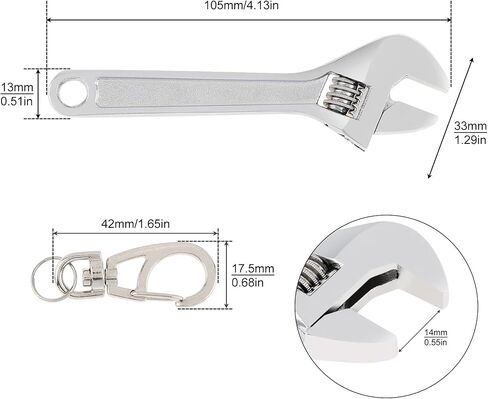 Mini Wrench Tool Keychain, Spanner Keyring Pendant, Small Keychain Adjustable Wrench, Creative Key Chain Spanner, Silver(4.2inch) in Saudi Arabia