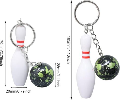 "4PCS Fun Resin Bowling Ball and Pin Keychains Sport Ball Key Rings Keyfob Bag Purse Wallet Pendant for Women Men, 4 Colors" in Saudi Arabia