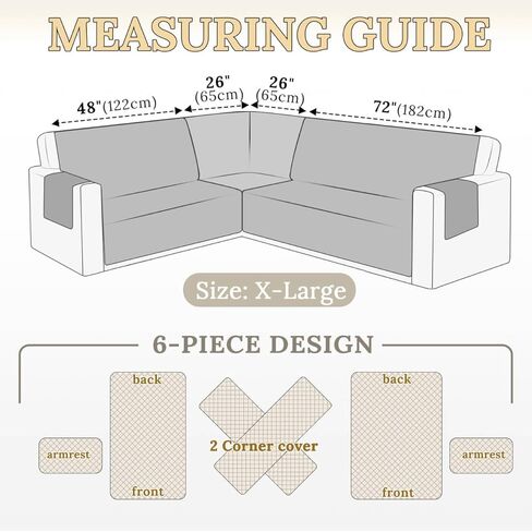 HDCAXKJ غطاء أريكة مقطعي مقاوم للماء، أغطية أريكة مخملية على شكل حرف L للحيوانات الأليفة والكلاب، مجموعات أغطية أريكة ناعمة شديدة التحمل على شكل حرف U لحماية الأثاث المقطعي غير القابل للانزلاق (رمادي داكن، مقاس XX-Large) in Kuwait