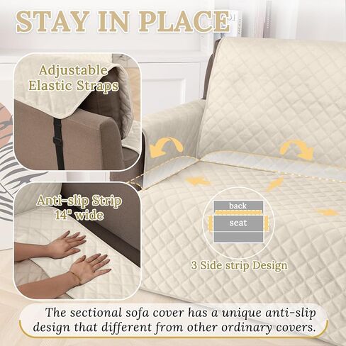 HDCAXKJ غطاء أريكة مقطعي مقاوم للماء، أغطية أريكة مخملية على شكل حرف L للحيوانات الأليفة والكلاب، مجموعات أغطية أريكة ناعمة شديدة التحمل على شكل حرف U لحماية الأثاث المقطعي غير القابل للانزلاق (رمادي داكن، مقاس XX-Large) in Kuwait