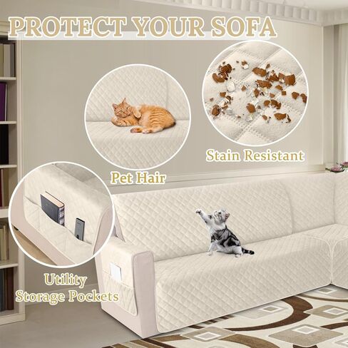 HDCAXKJ غطاء أريكة مقطعي مقاوم للماء، أغطية أريكة مخملية على شكل حرف L للحيوانات الأليفة والكلاب، مجموعات أغطية أريكة ناعمة شديدة التحمل على شكل حرف U لحماية الأثاث المقطعي غير القابل للانزلاق (رمادي داكن، مقاس XX-Large) in Kuwait