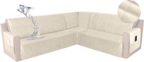 HDCAXKJ غطاء أريكة مقطعي مقاوم للماء، أغطية أريكة مخملية على شكل حرف L للحيوانات الأليفة والكلاب، مجموعات أغطية أريكة ناعمة شديدة التحمل على شكل حرف U لحماية الأثاث المقطعي غير القابل للانزلاق (رمادي داكن، مقاس XX-Large) in Kuwait