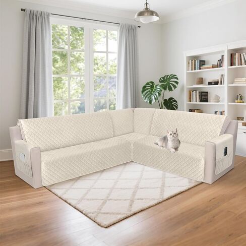 HDCAXKJ غطاء أريكة مقطعي مقاوم للماء، أغطية أريكة مخملية على شكل حرف L للحيوانات الأليفة والكلاب، مجموعات أغطية أريكة ناعمة شديدة التحمل على شكل حرف U لحماية الأثاث المقطعي غير القابل للانزلاق (رمادي داكن، مقاس XX-Large) in Kuwait