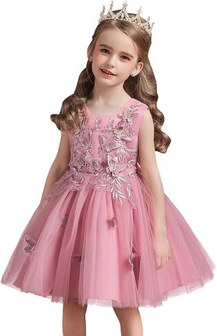 HIHCBF Girls Princess Butterflies Tulle Dress Embroidery Pageant Birthday Party Communion Wedding Evening Dance Ball Gowns in Saudi Arabia