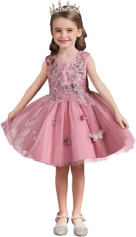 HIHCBF Girls Princess Butterflies Tulle Dress Embroidery Pageant Birthday Party Communion Wedding Evening Dance Ball Gowns in Saudi Arabia