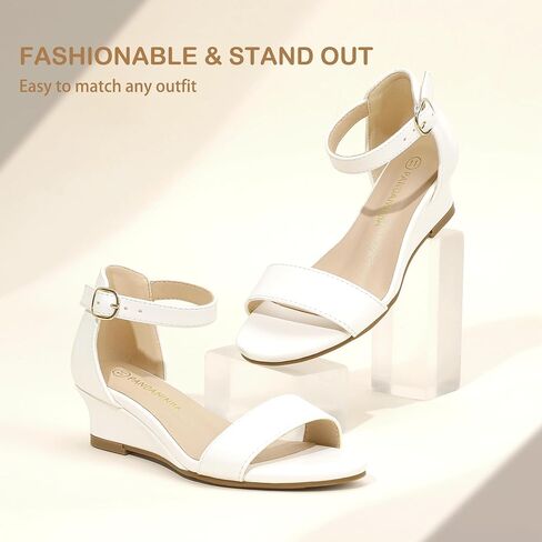 PANDANINJIA Girls Sandals Low Heels Round Open Toe Flower Girls Shoes Ankle Strap Wedding Party Little Big Kids Dress Shoes in Saudi Arabia
