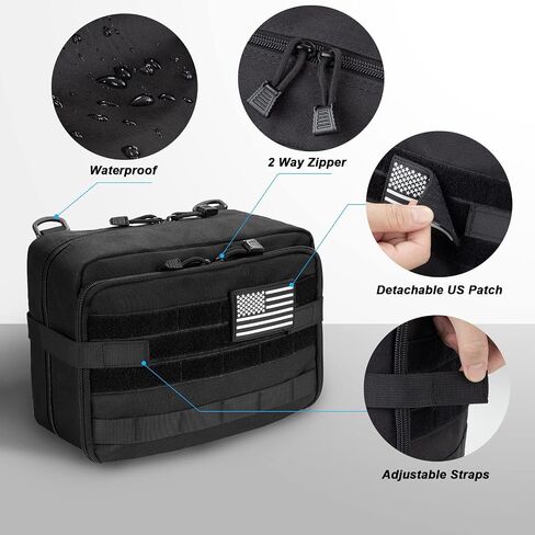 Jueachy Molle Large Tactical Pouch: EDC Pouch Medical Tool Pouches Expandable Admin Bag Accessories Organizer Utility Pack in Kuwait