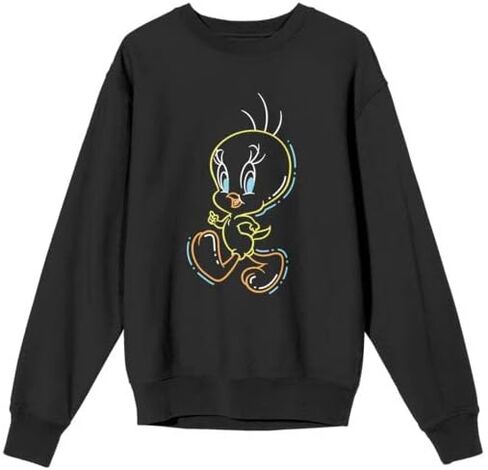 Bioworld Looney Tunes Black Light Tweety Women's Black Crewneck Fleece Sweatshirt in Saudi Arabia