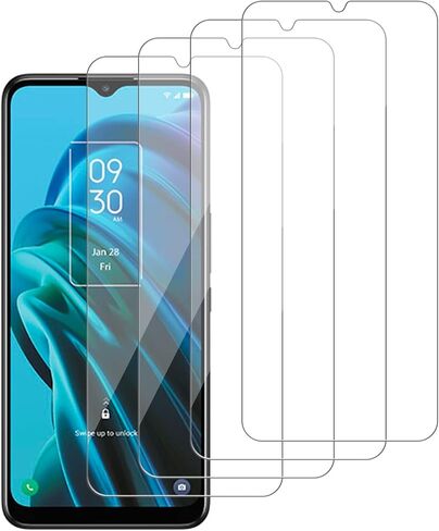 [4 Pack] Glass Screen Protector Compatible for TCL 30 V 5G [9H Hardness]-HD Screen Tempered Glass, Scratch Resistant, Easy Install - [Case Friendly][Bubble Free] 2.5D Edge[Impact Protection] in Saudi Arabia