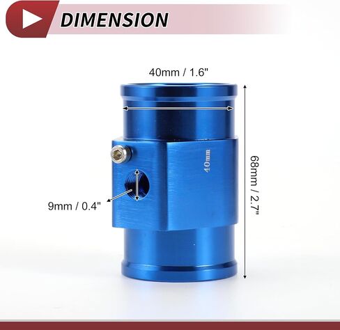 1 Set Car Water Coolant Temperature Sensor Adapter Joint Pipe Radiator Sensor Adaptor 40mm Blue in Saudi Arabia