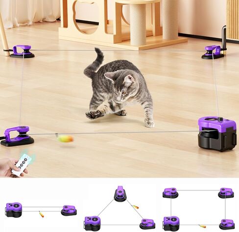 AsFrost Upgraded Interactive Cat Toy for Indoor Cats, Cat Feather Toy Treadmill for Bored Kitten Puppy Play Chase Run Exercise Mental Stimulation, Auto/Manual Control DIY Mouse Hunting Toy-Sky Blue in Kuwait