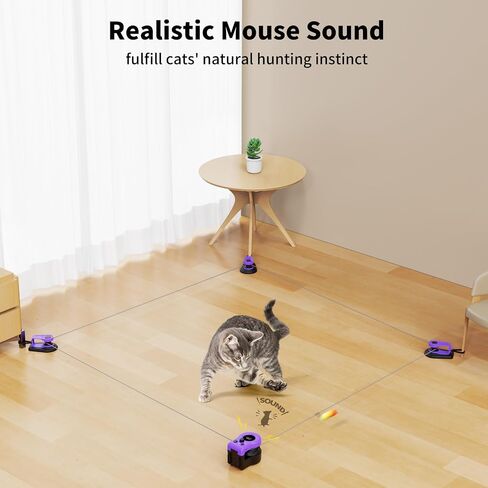 AsFrost Upgraded Interactive Cat Toy for Indoor Cats, Cat Feather Toy Treadmill for Bored Kitten Puppy Play Chase Run Exercise Mental Stimulation, Auto/Manual Control DIY Mouse Hunting Toy-Sky Blue in Kuwait
