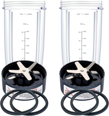 Blender Replacement Parts for Nutribullet Blender, 32OZ Cup with Flip Top To Go Lid and Screw-Off Lip Ring & Premium Extractor Blade Compatible with Nutribullet 600W 900W Blenders (5 PCS) in Kuwait
