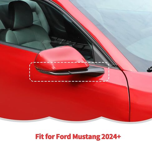RT-TCZ Rearview Side Mirror Base Cover Trim Decoration Interior Accessories for Ford Mustang 2024 2025 (Black Carbon Fiber) in Saudi Arabia