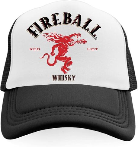 Fireball Whisky The Dragon Logo Tastes Like Heaven Burns Like Hell Vintage Trucker Hat Retro Snapback Cap Vintage in Saudi Arabia