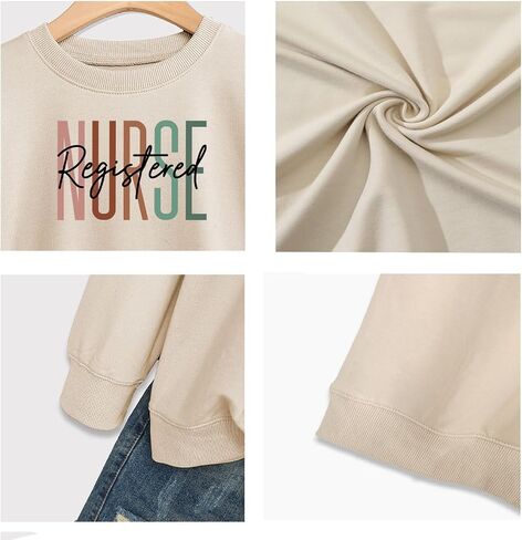 سويت شيرت ممرضة مسجلة للنساء Rn Nurses Life Crewneck وأكمام طويلة، بلوفر التمريض الطلابي in Saudi Arabia