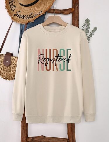 سويت شيرت ممرضة مسجلة للنساء Rn Nurses Life Crewneck وأكمام طويلة، بلوفر التمريض الطلابي in Saudi Arabia