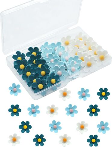 Cute Flower Push Pins,30 Pcs Decorative Push Pins for Cork Board Yellow and White Fun PushPins for Bulletin Boards Flower Thumb Tacks for Wall Photos,Posters,Map Pins Offices Schools Supplies in Kuwait