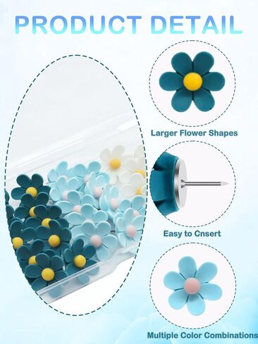 Cute Flower Push Pins,30 Pcs Decorative Push Pins for Cork Board Yellow and White Fun PushPins for Bulletin Boards Flower Thumb Tacks for Wall Photos,Posters,Map Pins Offices Schools Supplies in Kuwait