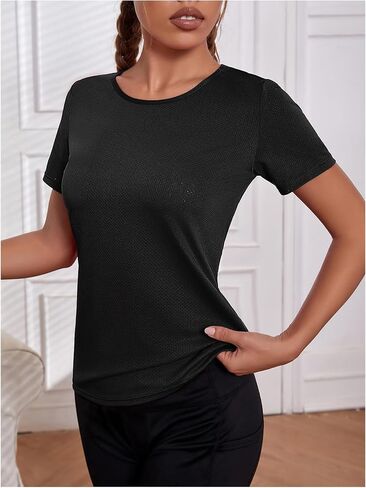 OYOANGLE Women's Open Back Workout Tops Short Sleeve Cut Out Crossover Hem Running Gym Exercise Athletic T Shirts in Saudi Arabia